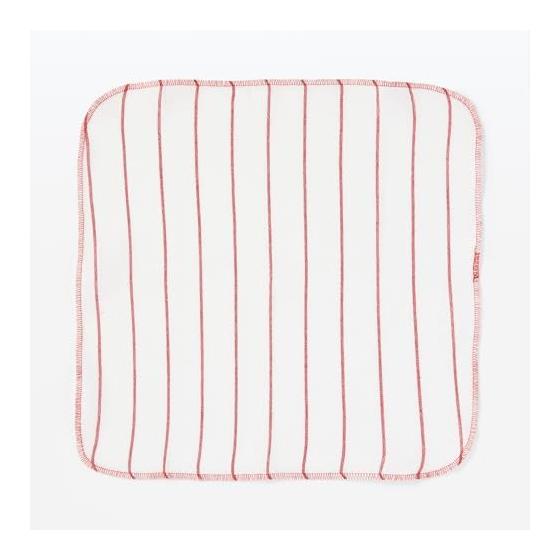 Muji Indian Cotton Yarn-Dyed Kitchen Towels, Set of 6, Red, Approx. 40x40cm, Absorbent, for Dish Wiping and Cleaning, 3 Assorted Patterns, Cotton