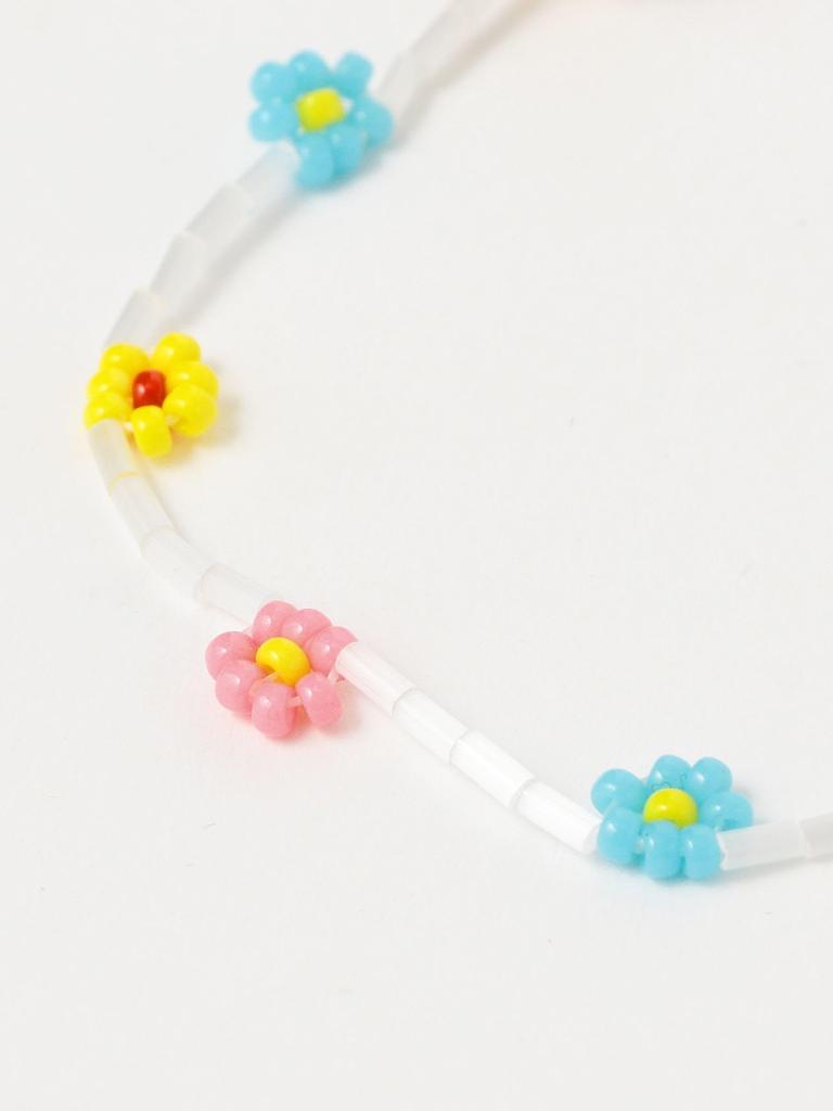 Ray Beams Petite Flower Beaded Bracelet for One Size Women, White/Multi,