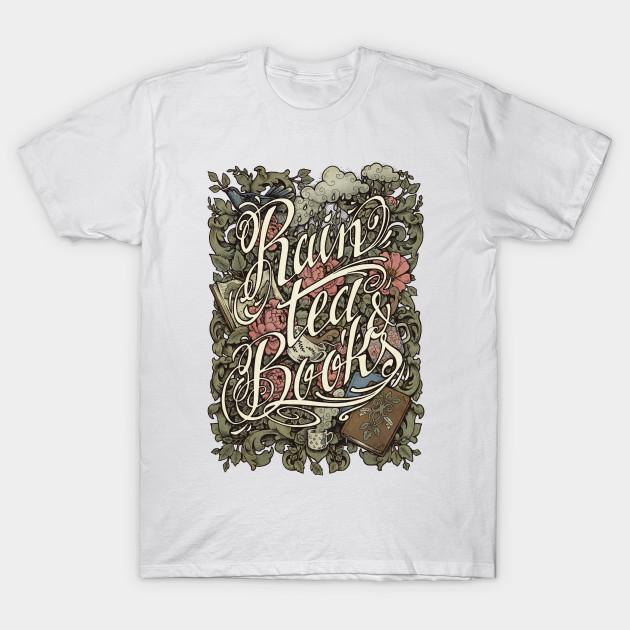 

T Shirt Women Rain Tea And Books Color Harajuku Print Kawaii Tshirt Summer Short Sleeve Female T-Shirt Top Tee