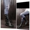 2025 Autumn Early Winter Shoes Mens High Boots Thick Sole Non-slip Brand Male Motorcycle Boots Pure Black
