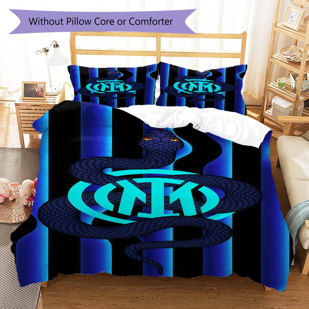 Inter logo  Pattern Bedding Quilt Set Quilt Cover Pillowcase Home Decoration Birthday Gift (1 * duvet cover + 2 * pillowcase, without core)