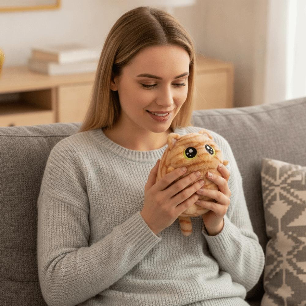 Fluffy Soft Big Eyes Cat Plush Doll Round Stuffed Animals Cat Round Plush Toys Home Decoration