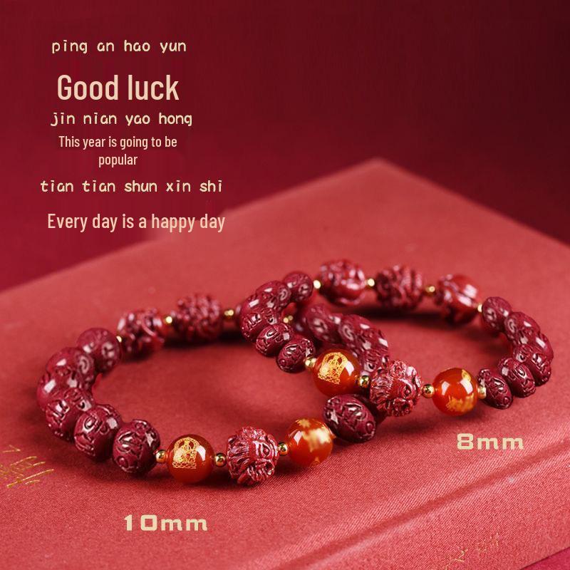 2026 Year of the Snake Red Beaded Bracelet - Luck and Harmony Charm for Women & Men