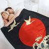 RED SUN ,FLYING CRANES AND SEA WAVES IN BLACK Throw Blanket Fashion Sofas Wednesday Sofa Bed Thin Blankets