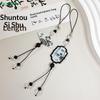 Vintage Oriental Style Phone Straps – Calligraphy Pattern Charms with Beads & Tassels for Daily Accessory