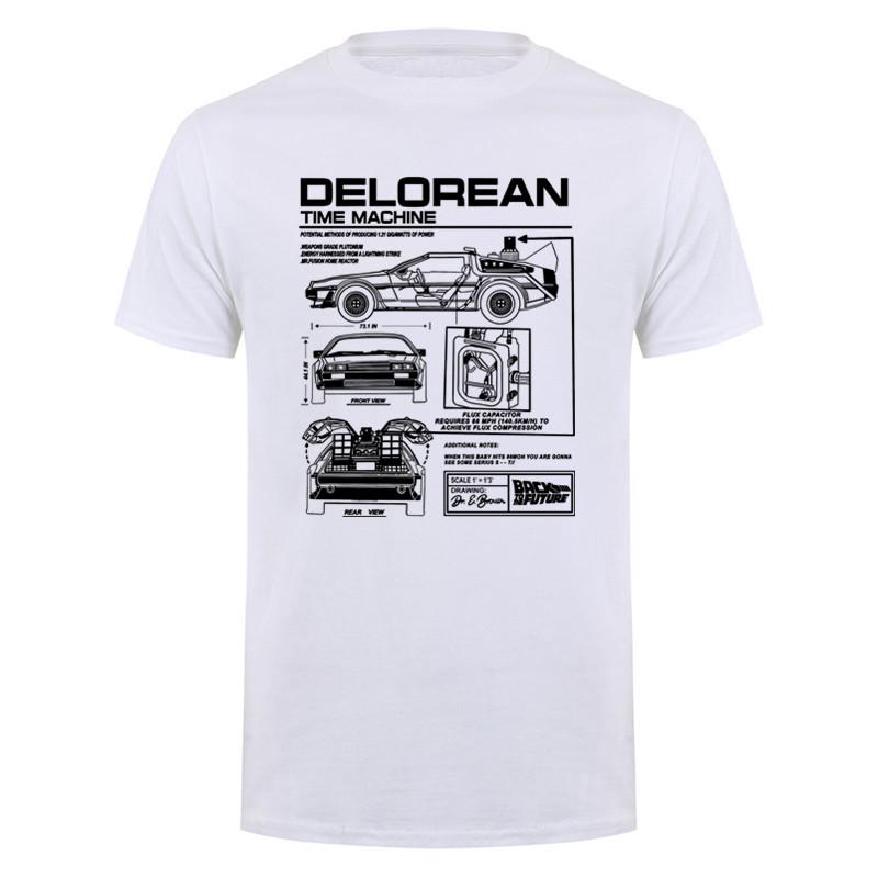 Back To The Future Delorean Schematic Tshirt Print Tshirt Unisex Cotton T Shirt Summer Hip Hop Tees Dz241