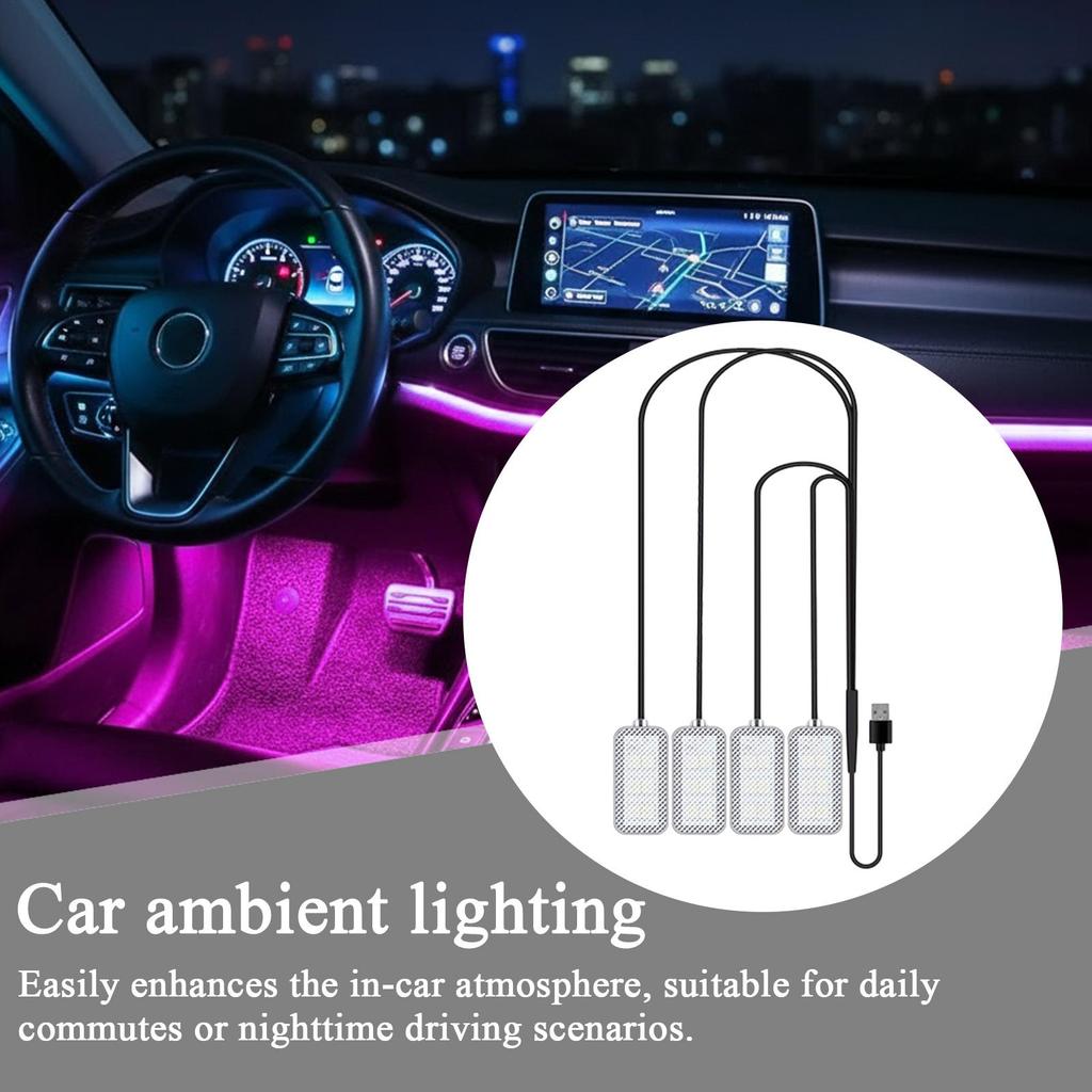Car Ambient Light Adjustable Brightness Lamp With USB Port Interior Ambient Lighting For Truck SUV Tractor Trailer
