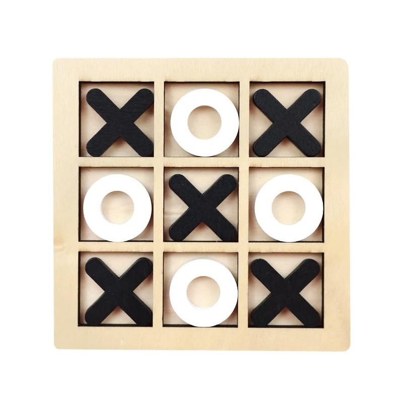 Wooden Tic Tac Toe Games Puzzle Templates XO Table Chess Board Game for Kids Family Activities Educational Toys Birthday Gift