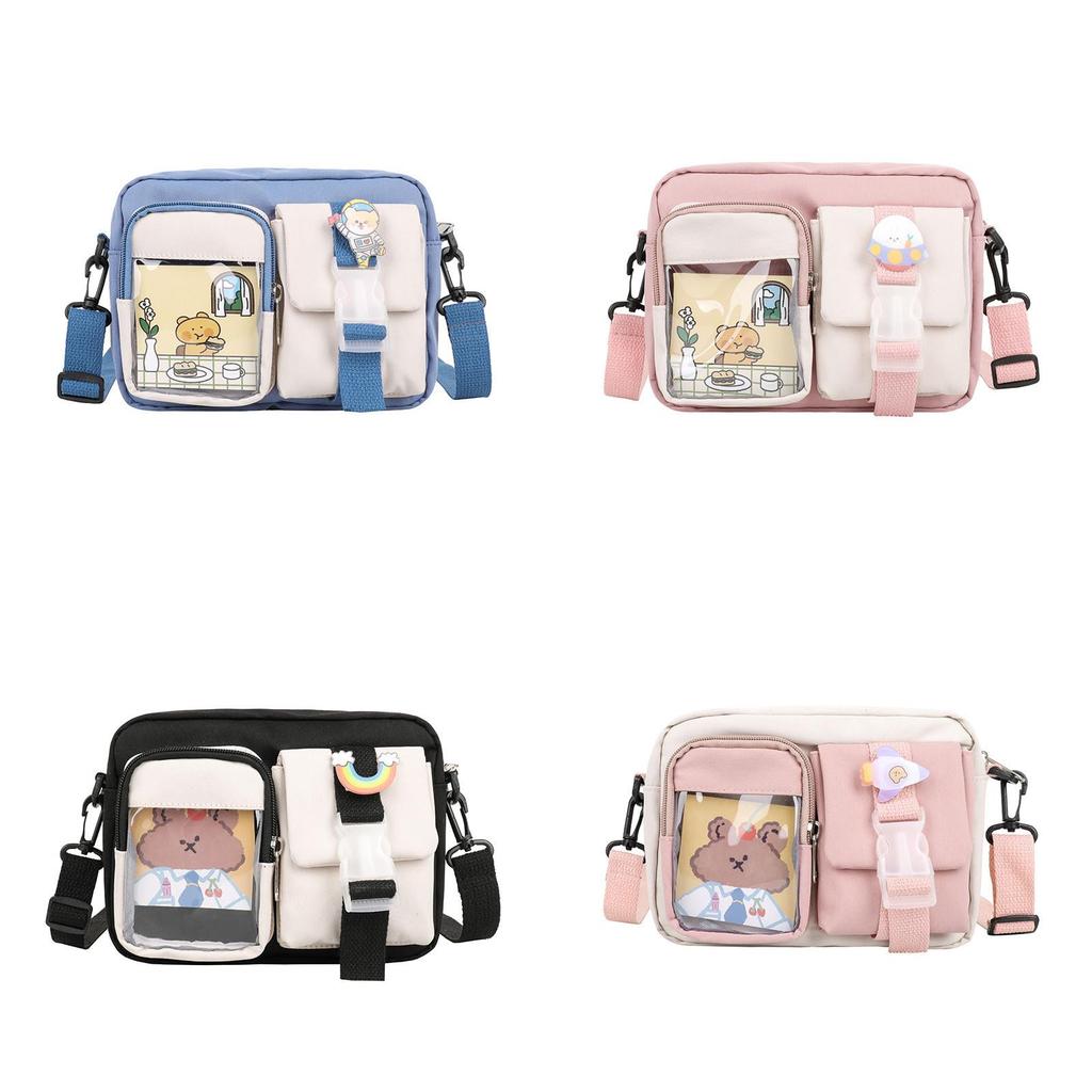 Borsa a tracolla in tela per studenti con tasca con cerniera per uso quotidiano casual
