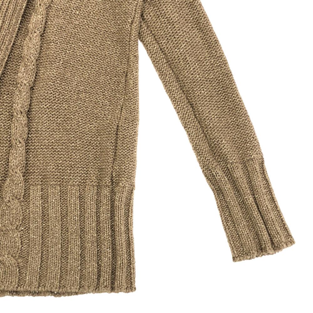 Tory Burch Lame Long Sleeve Knit Cardigan L Beige Women Used