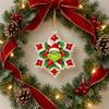 Stained Glass Style Decor Green Elf Christmas Ornament, 2D Acrylic Red Bell Tree Candy Cane Gift Box Xmas Hanging Charms Shaped Double Sided