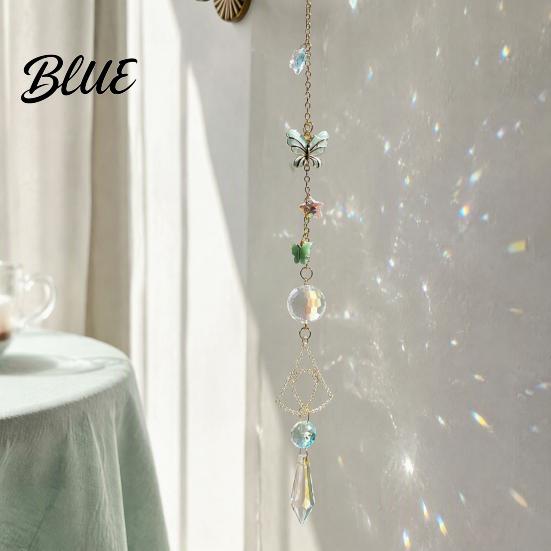 Indoor Outdoor Hanging Decoration Butterfly Crystal Suncatcher Wind Chime Rainbow Maker Prism Ornament Elegant Room Decor Pendant for Home Balcony,