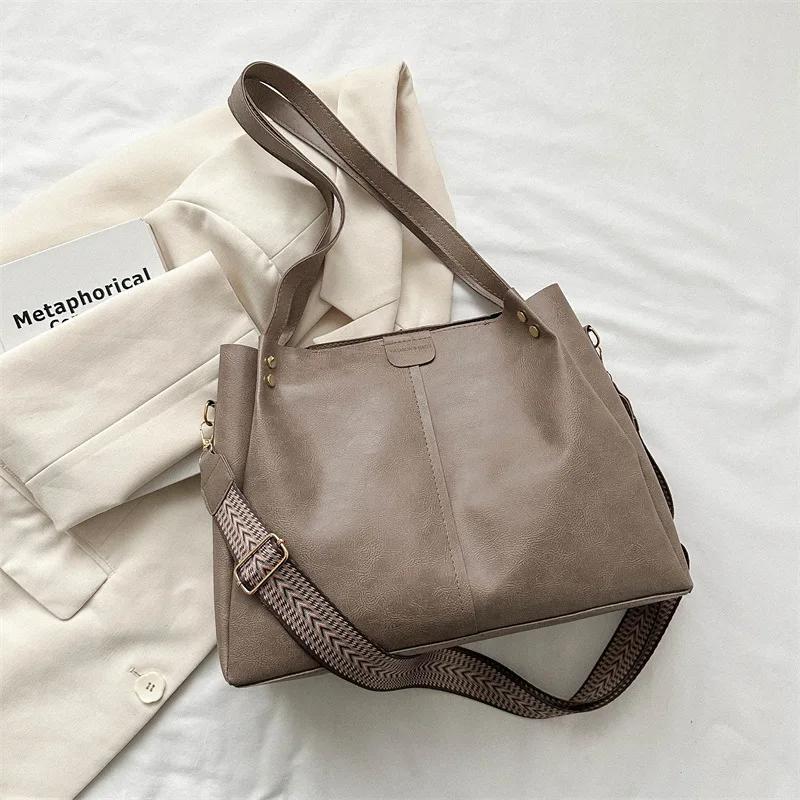 

Сумка через плечо в стиле ретро с широкой текстурой, большая вместимость, дизайнерская сумка на плечо класса люкс, новая