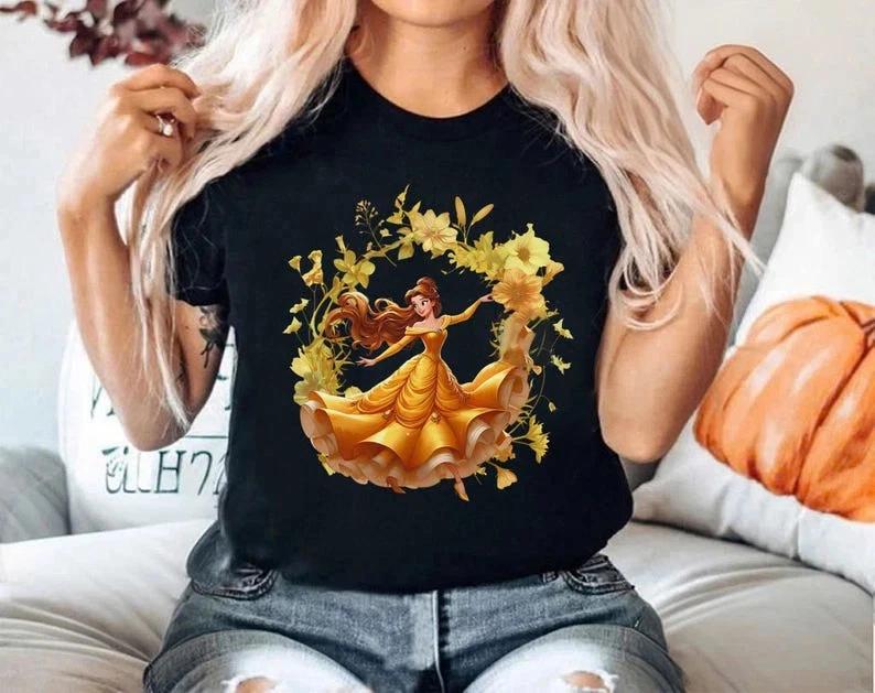 Belle Princess Dancing Floral Wreath Beauty And The Beast Tshirt S