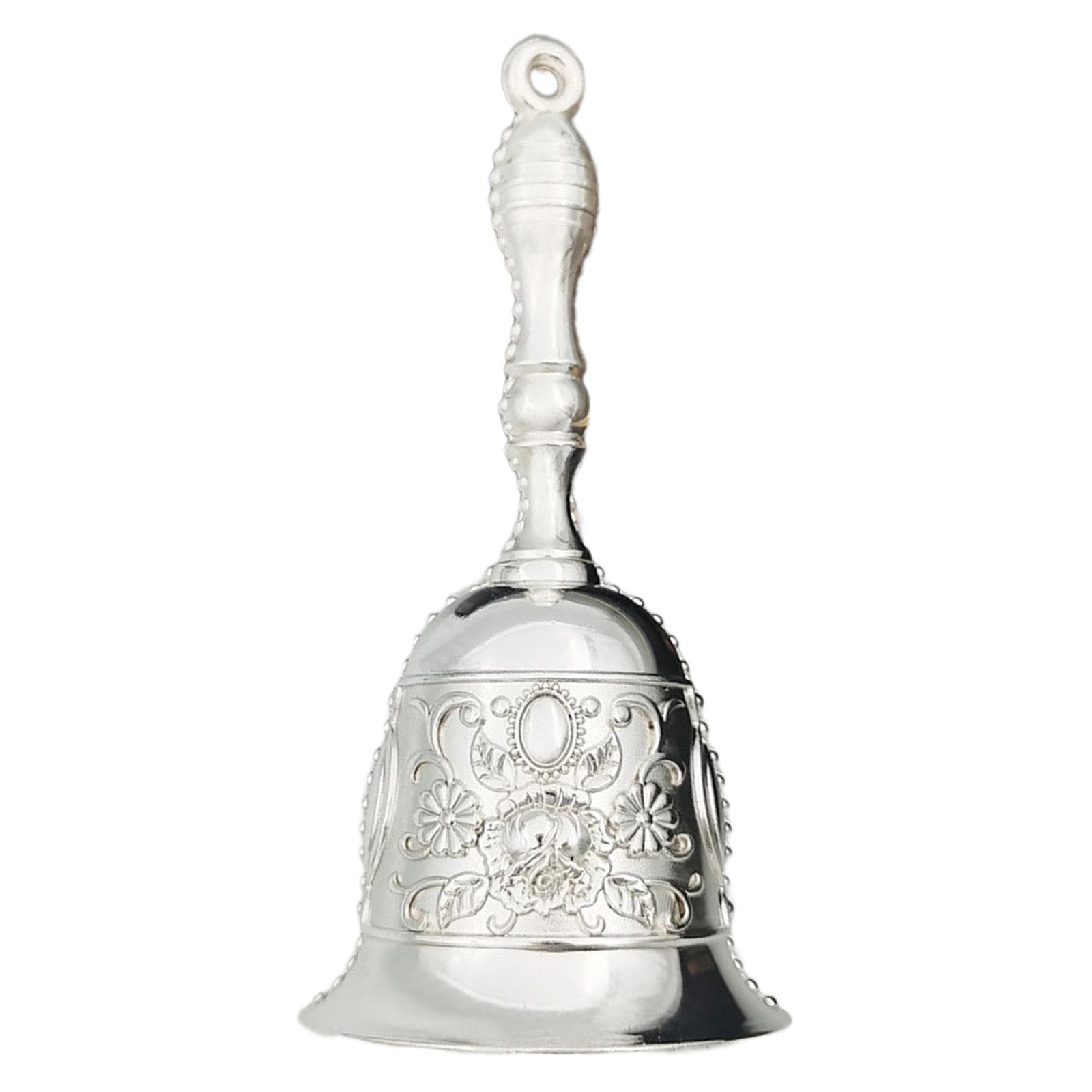 

Громкие Винтажные Металлические Звонки Ручные Колокольчики Изысканные Дизайны Многоцелевые Ручные Колокольчики для Школы Церкви Отеля Рождества Свадьбы серебряный