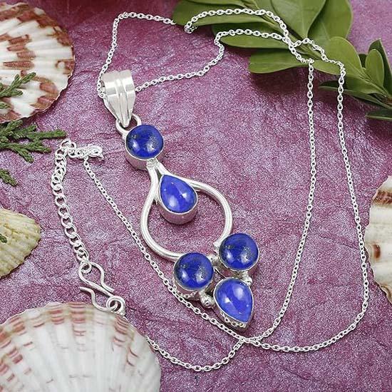 Lapis lazuli gemstone necklace, Women Boho necklace, halloween Gift, Handmade Necklace, Designer Necklace