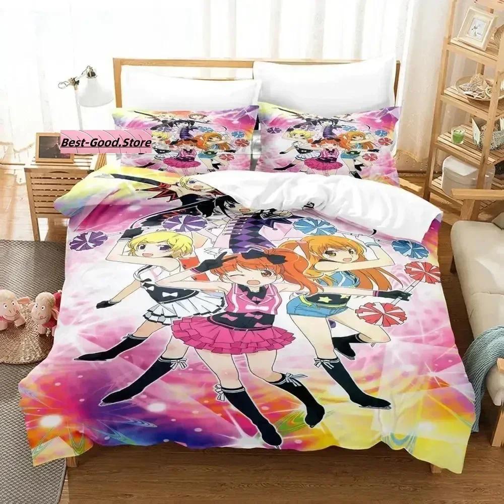 3D Kawaii Girls Idol Time Pripara Bedding Set Single Twin Full Queen King Size Bed Set Adult Kid Bedroom Anime Bed Sheet Set
