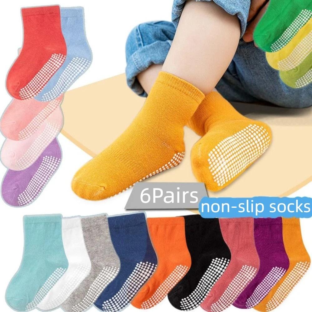 6Pairs Solid Color Toddle Short Tube Socks Dispensing Infant Socks Baby Cotton Socks  Children