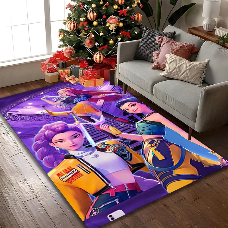 1pc Office Printed Area Carpet, Kpop Demon Hunters Rug, Home Sofa Chair Mat For Christmas and Halloween Décor
