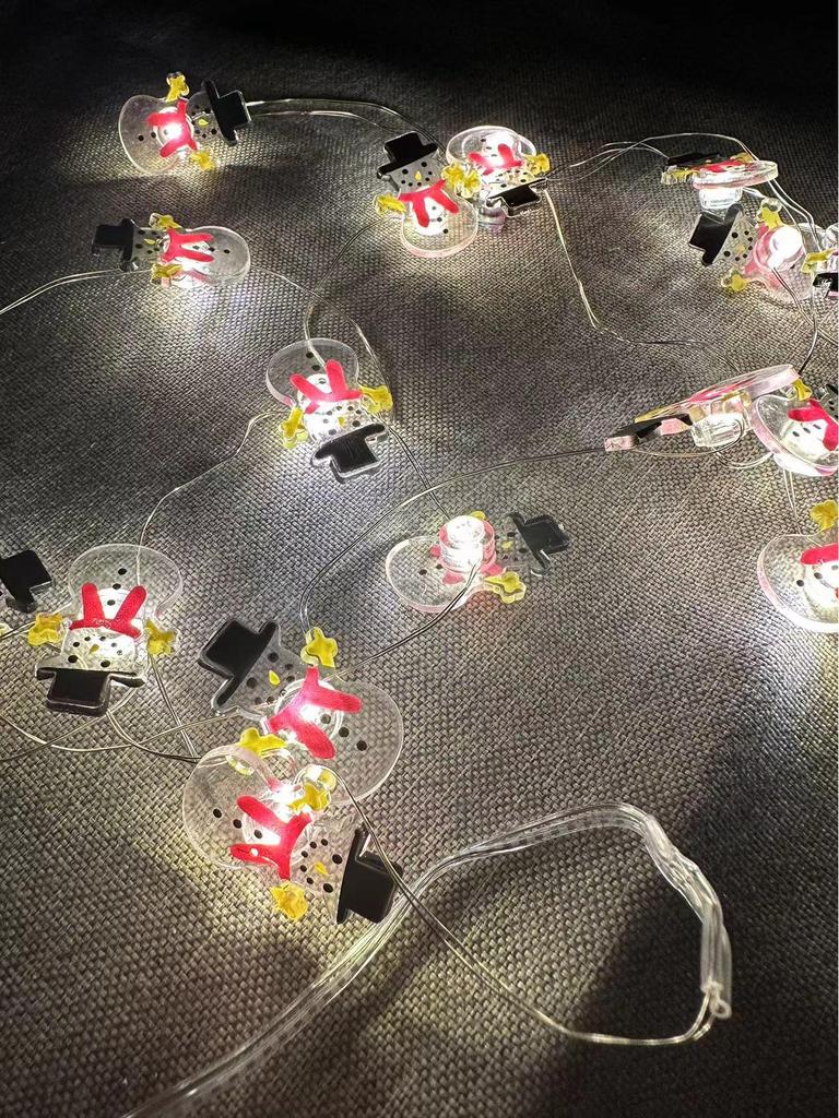 Christmas LED Lights: Santa, Snowman, Reindeer, Black Hat, Candy Cane, Gift Box, Bells with Copper Wire Fasteners