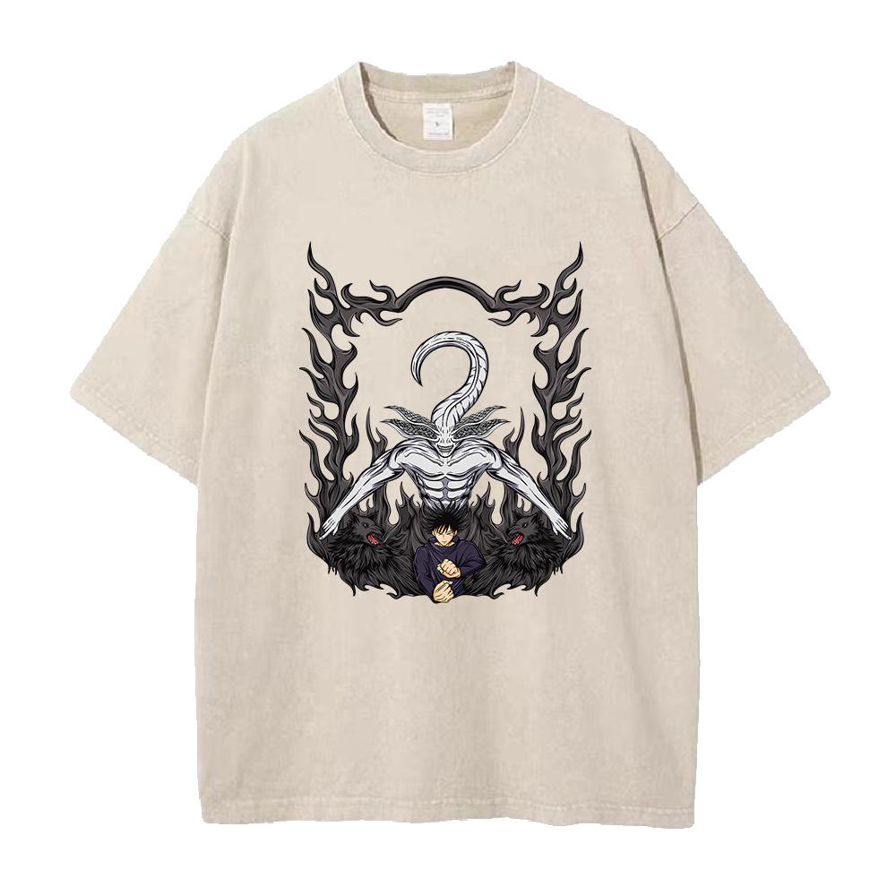 

Makora Jujutsu Kaisen Anime T Shirt Anime Print Tshirt Washed Streetwear Men Women Clothes Short Sleeve Pure Cotton Soft Tees S
