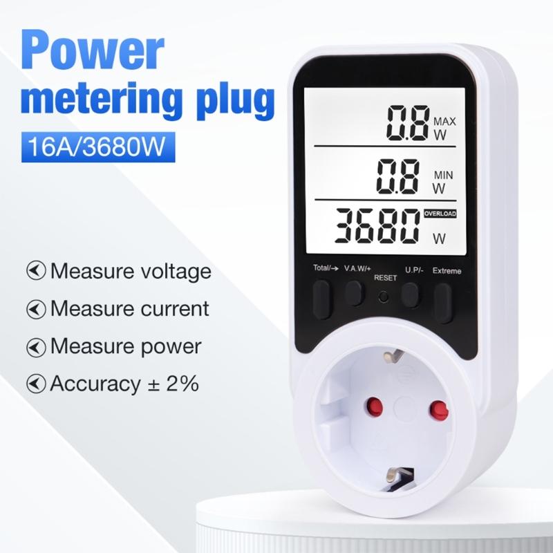 Digital Voltages Wattmeter Power Meter Consumption Watt Energy Sockets 230V Electricity Fees Analyzers Monitors