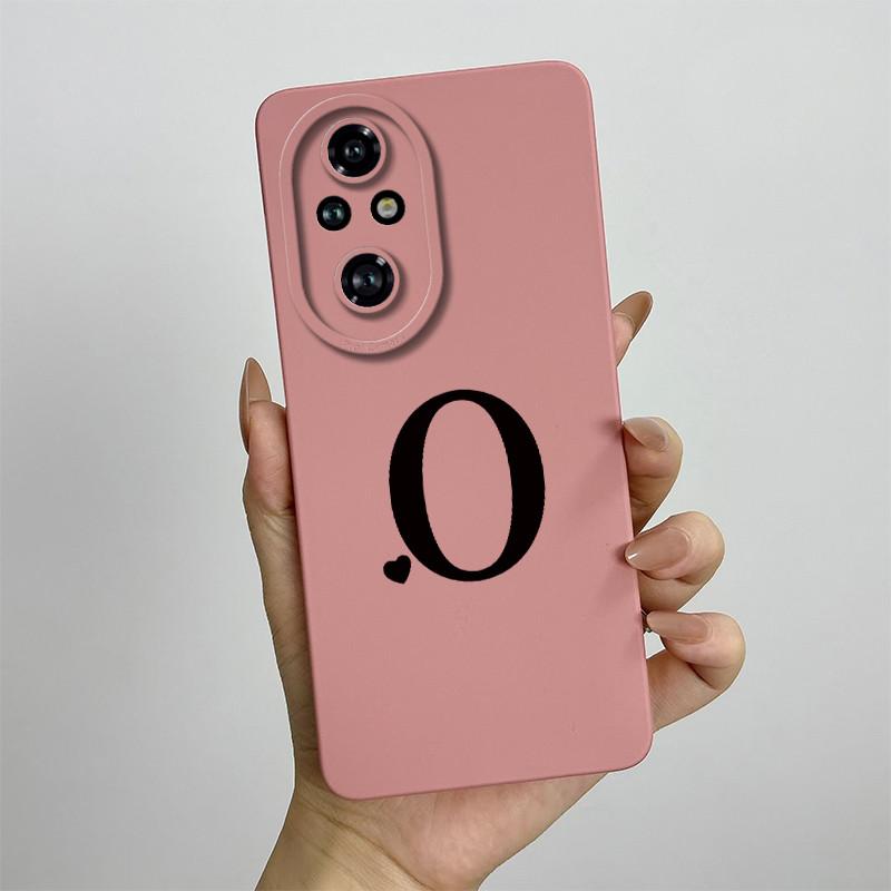 For Honor 200 Case Honor 200 Pro Phone Case Cute Initial Letters Square ShockProof Soft Silicone Back Cover Fundas Honor 200 Pro