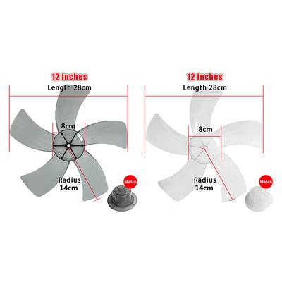 12 Inch Household Plastic Fan Blade Five Leaves With Nut Cover For Pedestal Transparent Table Stand Fanner General Accessories