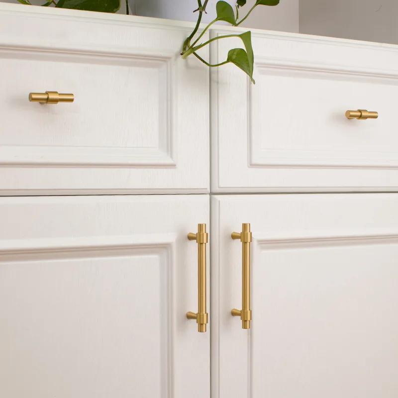 1 buc. Mânere de mobilă din alamă solidă T-bar luminoasă de lux Moda de aur dulap dulap dulap dulap dulap sertar