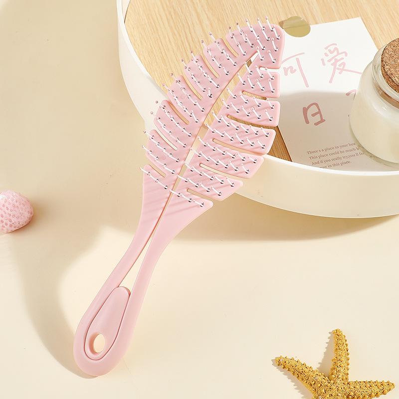 

Эластичная массажная расческа в форме листа для гладких прямых волос