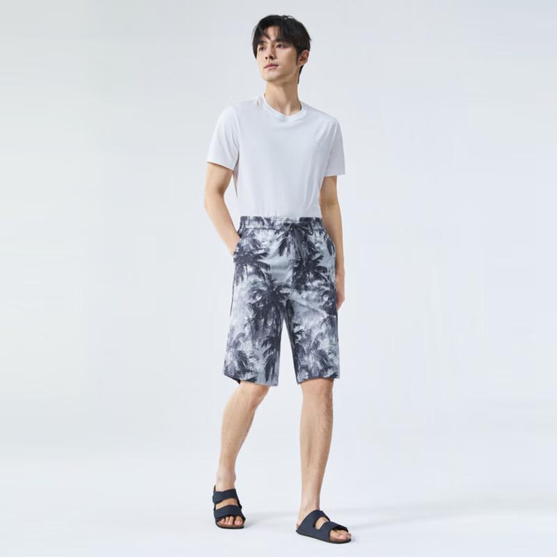 Qipai Men's Resort Series Summer Coconut Print Straight Shorts
