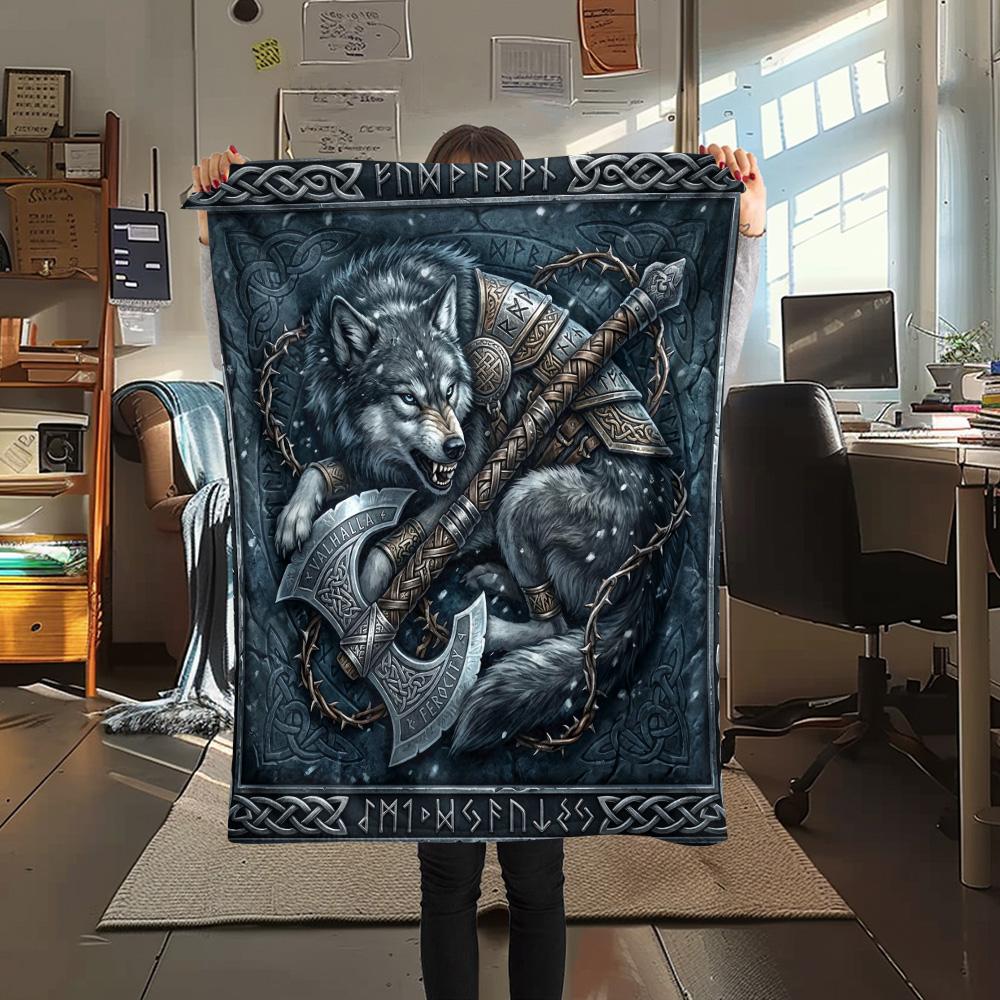 

1Pc Dreamcatcher Dragon Wolf Print Flannel Blanket High Quality Warm Comfortable Cover for All Seasons Perfect for Gifts Home Decor 80cm x 120cm