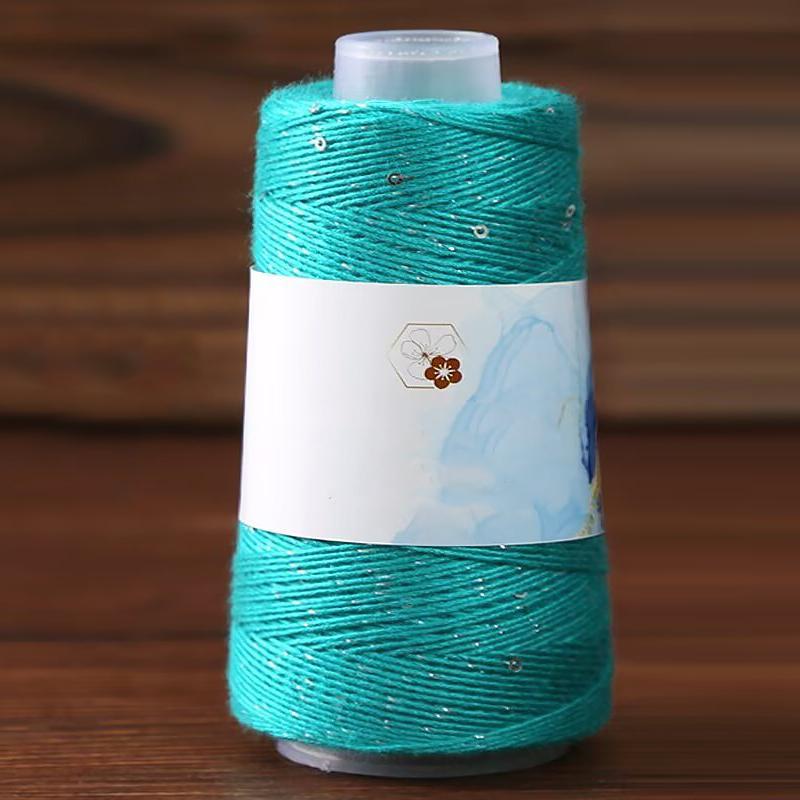 1PC Sequined Yarn Shiny Silk Thread DIY Handmade Silver Thread Yarn Hand Woven Pure Cotton Real Silk Gift Knit
