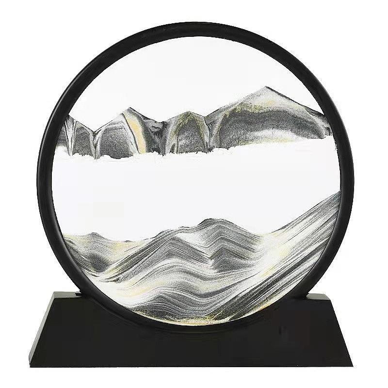 Liquid Hourglass Sand Painting Ornament Glass Decor for Office Desk Living Room Bedside Table Birthday Gift Shower Timer