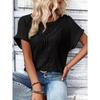 Lace Splicing Crew Neck T-shirt, Casual Short Sleeve Top For Spring & Summer, Women's Clothing