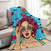 Pop Art Girl Print Flannel Throw Blanket – Trendy Gift for Home Office Sofa Car Nap