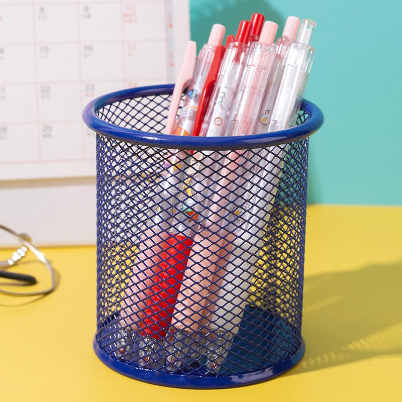 Stationery Pencil Bag Desktop Pencil Bag Creative Metal Mesh Hollow Design Student Color Pencil Large Capacity Pencil Bag