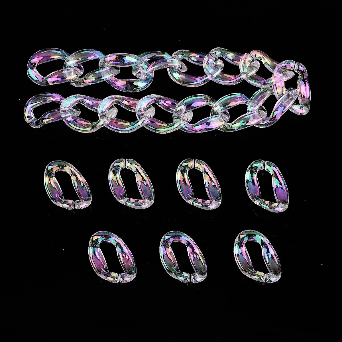 

Акриловые плоские овальные открытые кольцевые бусины, соединительная цепь для изготовления ювелирных изделий 27x18mm 10pcs