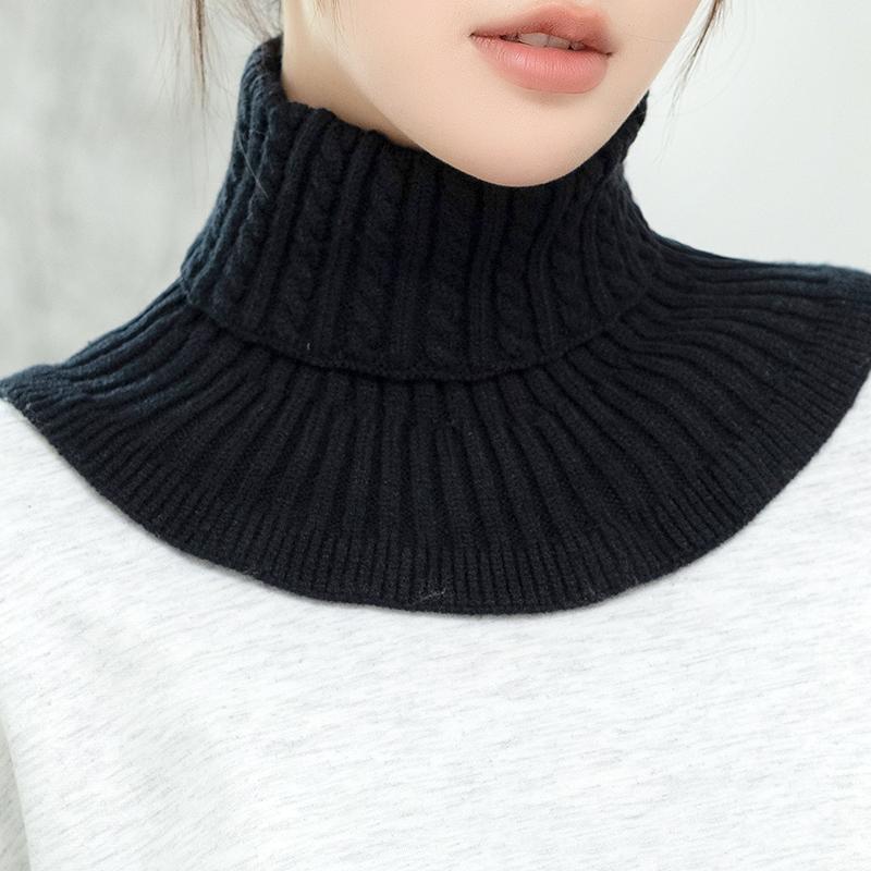 1Pc Solid Color Fashion Knitted Windproof Women Detachable Fake Collar Warmer Neck Turtleneck