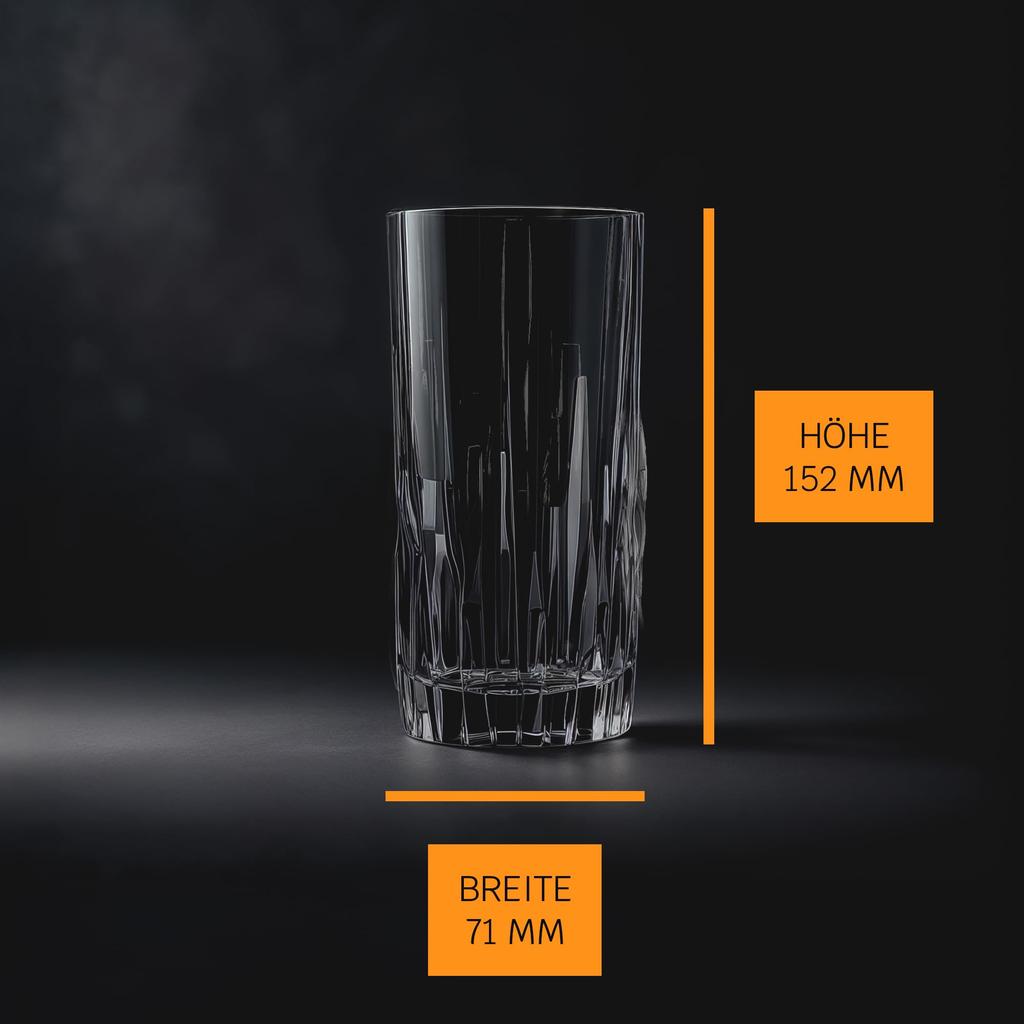 Nachtmann Shufa Long Drink Glasses, Crystal Glass, 15.2cm/360ml, 98064, Pack of 4