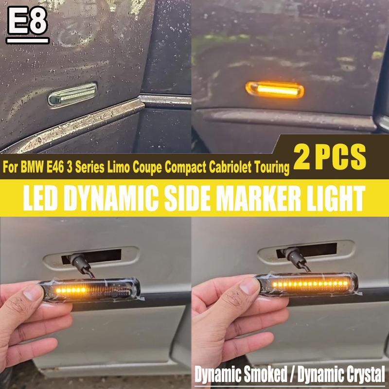 2X Dynamic Turn Signal LED Side Marker Mirror Light Flashing Indicator For BMW E46 3 Series Limo Coupe Compact Cabriolet Touring