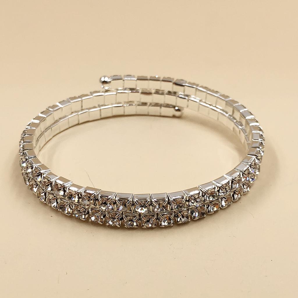 Bridal Jewelry, Fashionable Single-row Elastic Open Bracelet, Single-layer Double-layer Claw Chain Steel Ring Bracelet Bracelet.