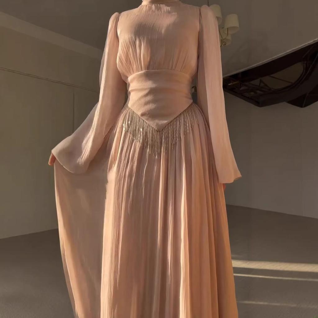 Middle East Arabian Women's Spring New Fashion Temperament Mercerized Skinny Tassel Pendulum Dress