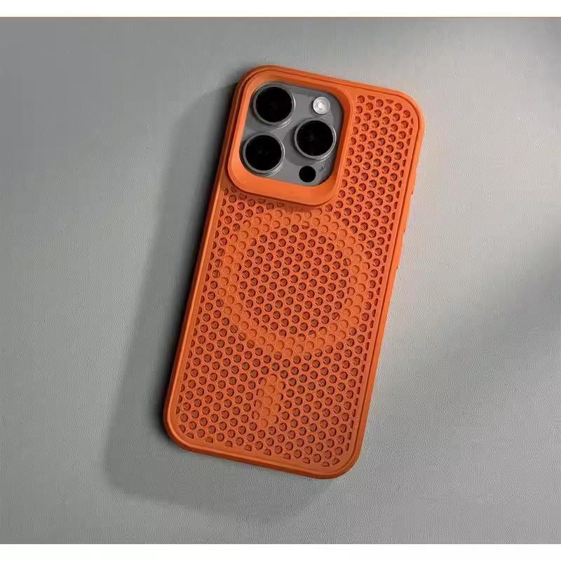 Applicable To IPhone17 Honeycomb Mesh Heat Dissipation and Breathable Mobile Phone Case Apple 16 Magnetic Ultra Thin Simple Protective Case 15