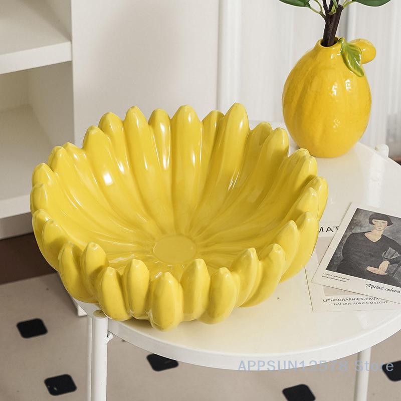 Banana Shaped Ceramic Fruit Bowl Table Plates Kitchen Dishes Tableware Luxury Serving Plates For Salad Snacks Home Decoration