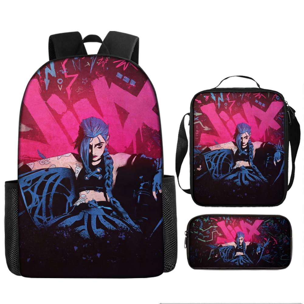Battle of the Twin Cities Arcane Children's School Bag Pencil Case Backpack Elementary School Cartoon Backpack Three-piece Set