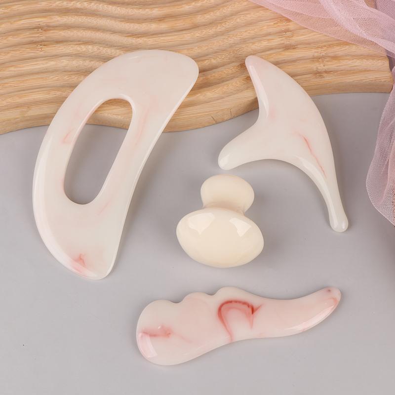 Pink Series Bending Knife Scraping Mushroom Shaped Facial Beauty Gua Sha Board Resin Massager Body Spa Acupuncture Physical