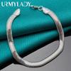 925 Sterling Silver 6mm Flat Snake Chain Bracelet For Women Man Charm Fashion Jewelry MB080