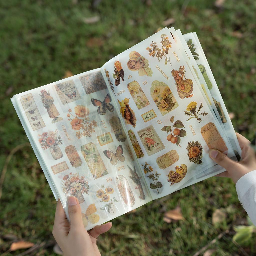 24pcs Vintage Stickers Book Adhesive Diy Hand Account Diary Album Scrapbooking Junk Journal Supplies