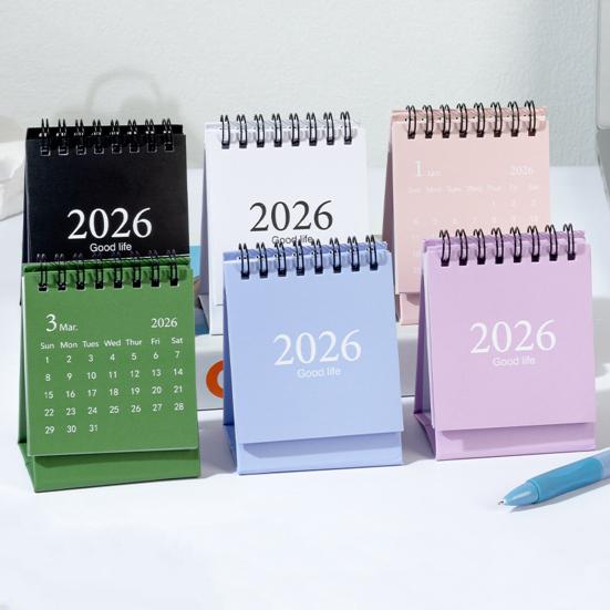 2026 Mini Desk Calendar with Stickers Ritual Life Planner Portable Standing Flip